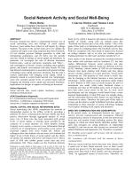 Social Network Activity and Social Well-Being