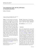 Top management teams and the performance of entrepreneurial firms