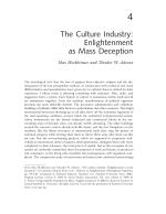 The Culture Industry: Enlightenment as Mass Deception