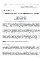 An Appraisal of the Concept of Beauty in Immanuel Kant’s Philosophy